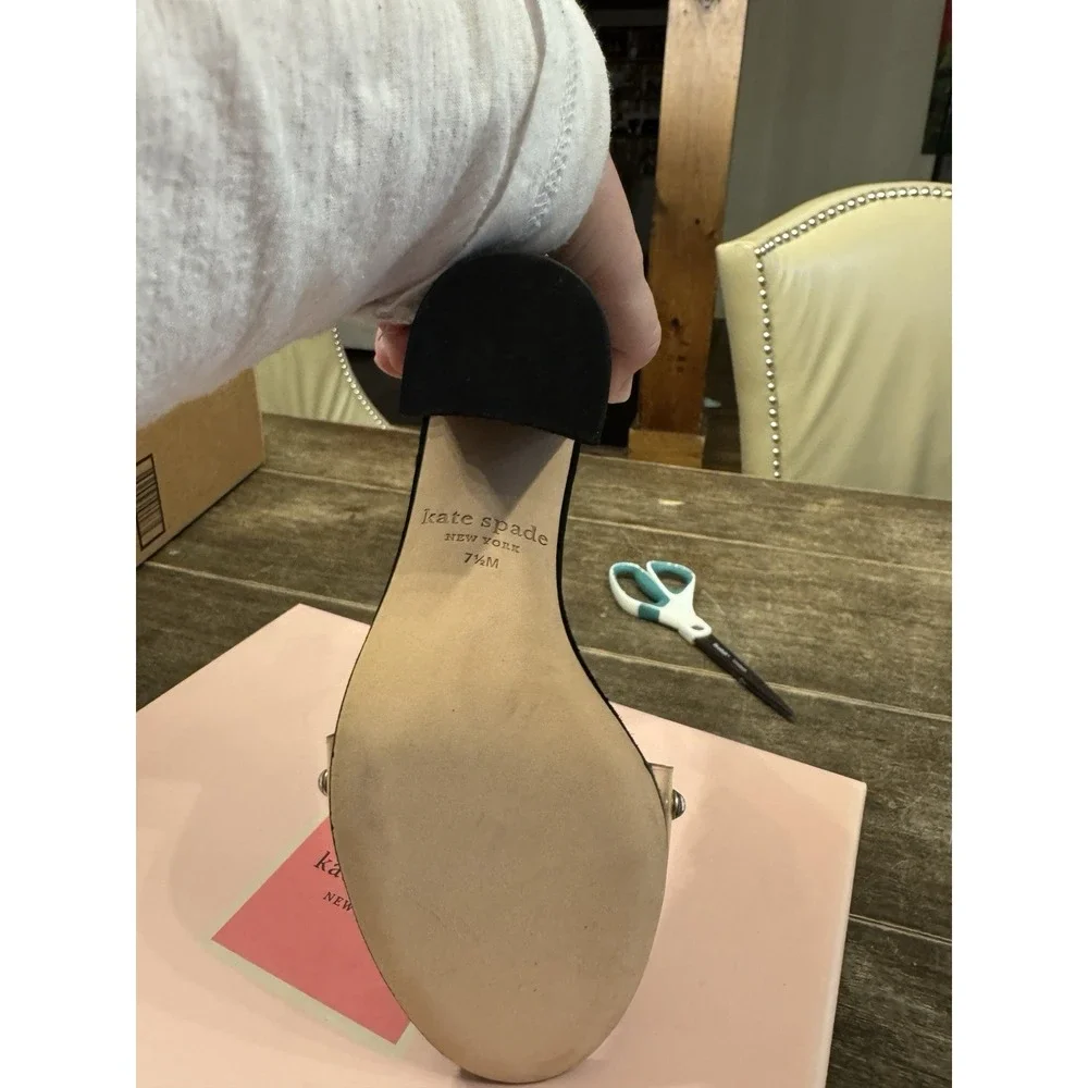 Kate Spade New York‎ Marci Black Heeled Sandals Embellished Strap Size 7.5